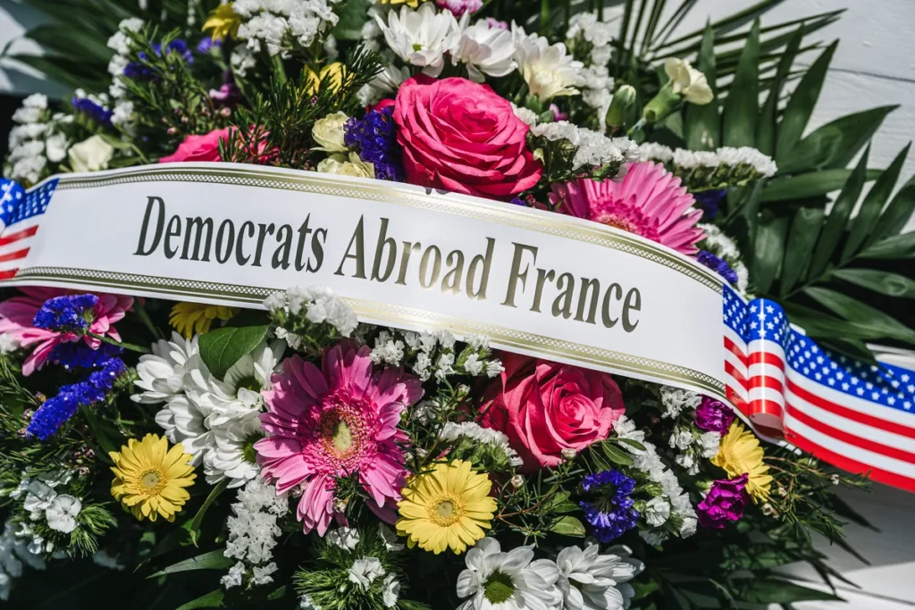 Gerbe de Democrats Abroad France au Memorial Day de Saint-Avold